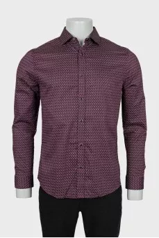 Men's burgundy printed shirt