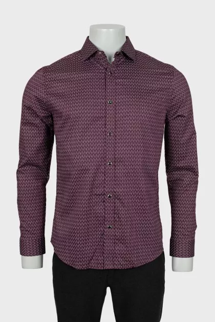 Men's burgundy printed shirt
