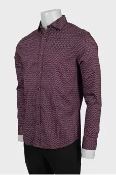 Men's burgundy printed shirt
