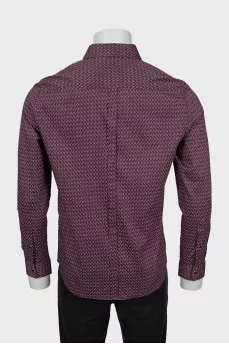 Men's burgundy printed shirt