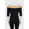 Two-tone off-shoulder top