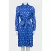 Printed shirt dress with waistband