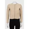 Cropped suede jacket with zipper