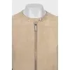 Cropped suede jacket with zipper