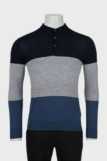 Men's wool jumper in combined colors