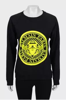 Black sweatshirt with embossed print
