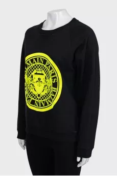 Black sweatshirt with embossed print