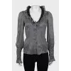 Black blouse with white polka dots
