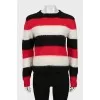 Short pile striped sweater