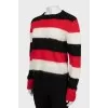 Short pile striped sweater