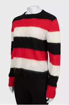 Short pile striped sweater