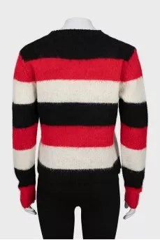 Short pile striped sweater