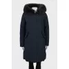 Blue parka with fur