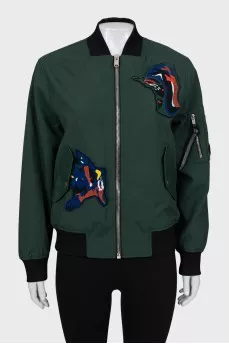 Relaxed bomber jacket with patches