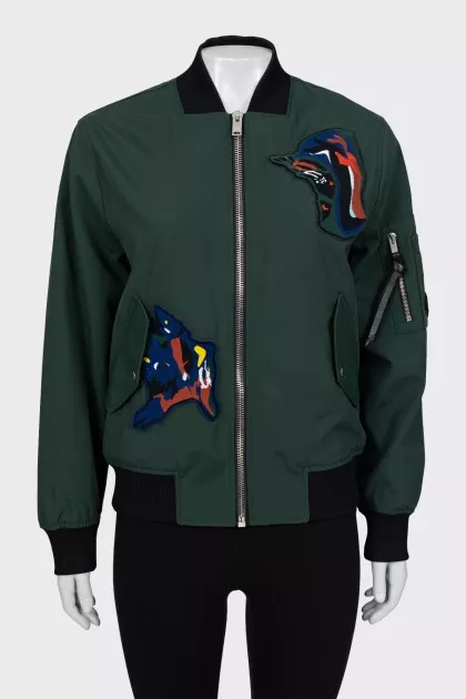 Relaxed bomber jacket with patches