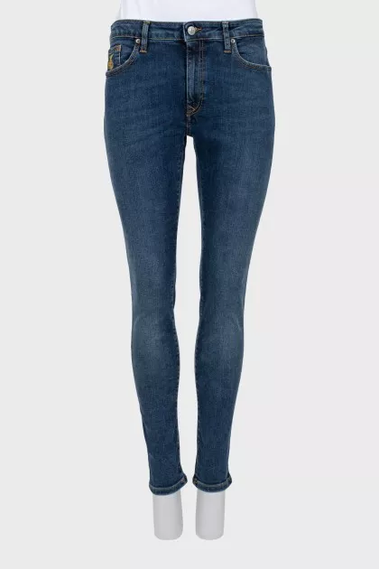 Blue high-waisted skinny jeans