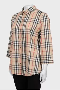 Checked shirt with 3/4 sleeves