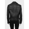 Leather jacket with bias closure