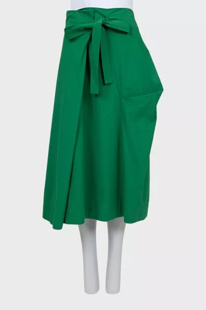 Green midi skirt with ties
