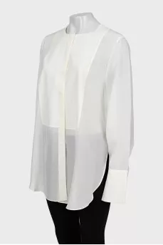 White transparent shirt with slits on the sides