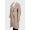 Beige coat with leather insert