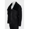 Men's leather jacket with detachable collar