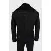 Men's leather jacket with detachable collar