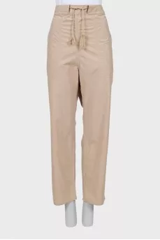 Beige drawstring trousers