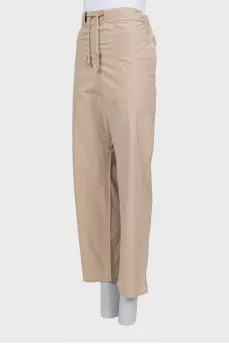 Beige drawstring trousers