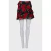 Floral silk mini skirt