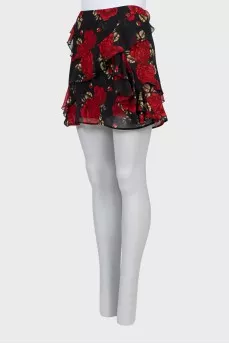 Floral silk mini skirt