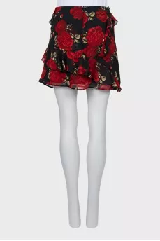 Floral silk mini skirt