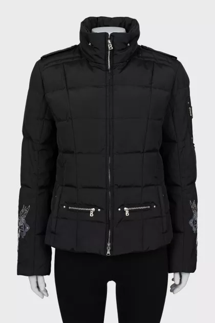 Quilted jacket with embroidered sleeves