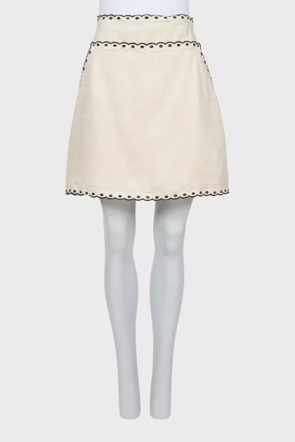 Linen mini skirt with tag