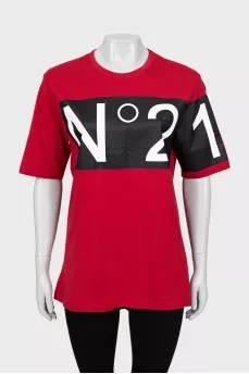 Red T-shirt with brand logo