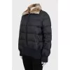 Gray down jacket with fur collar