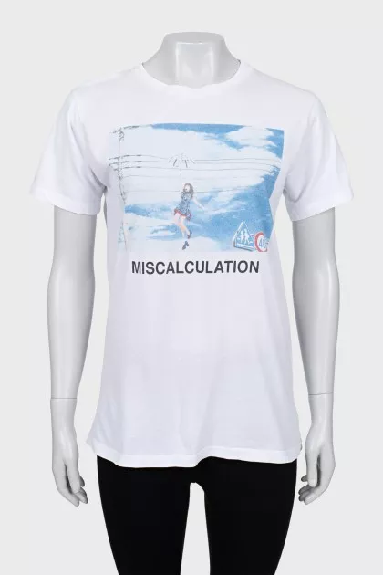 White Shift T-shirt with Print