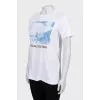 White Shift T-shirt with Print