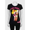 Black T-shirt with print and tag