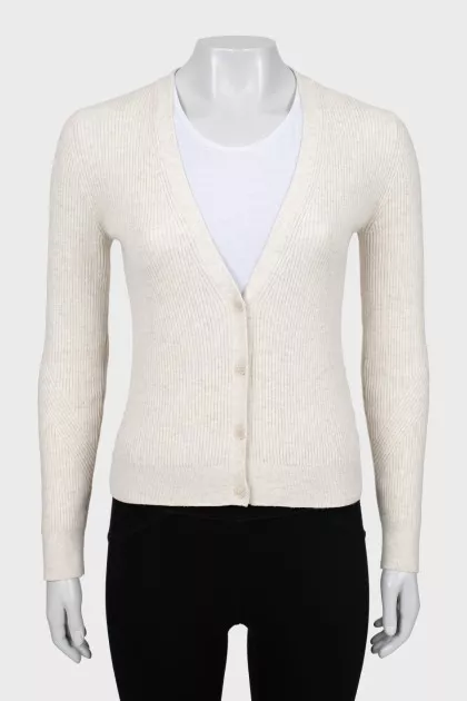 Beige ribbed cardigan