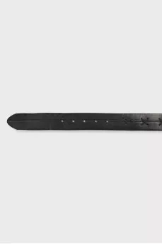 Men's leather belt with wooden buckle