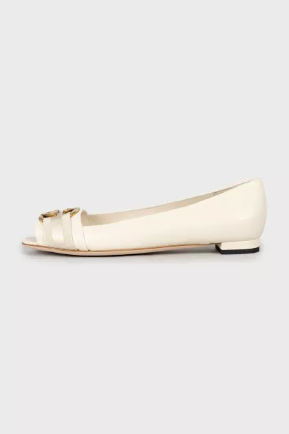Open toe leather ballerinas