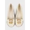 Open toe leather ballerinas