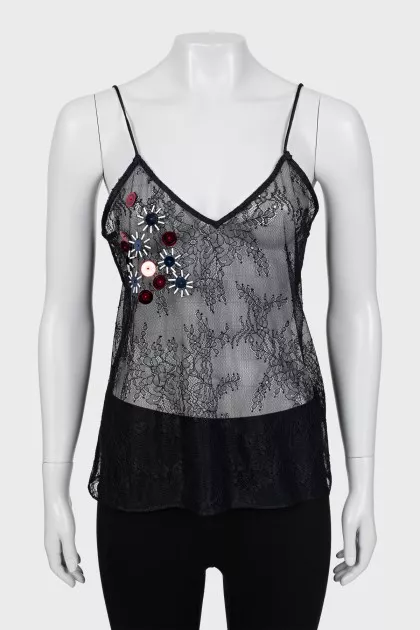 Lace tank top with tag