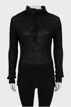 Translucent button-down sweater