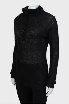 Translucent button-down sweater