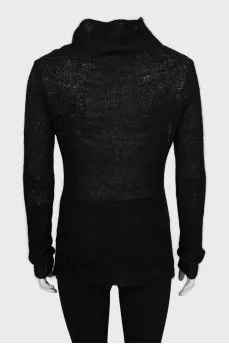 Translucent button-down sweater