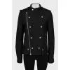 Black jacket with bias fastening