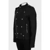 Black jacket with bias fastening