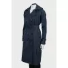 Dark blue trench coat with waistband